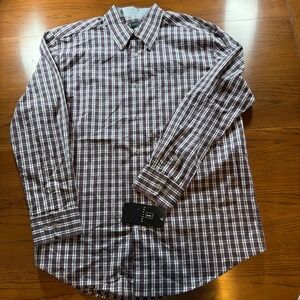 NWT PGA TOUR Mens Plaid Long Sleeve Button Up Shirt‎ Golf Casual Top Size L